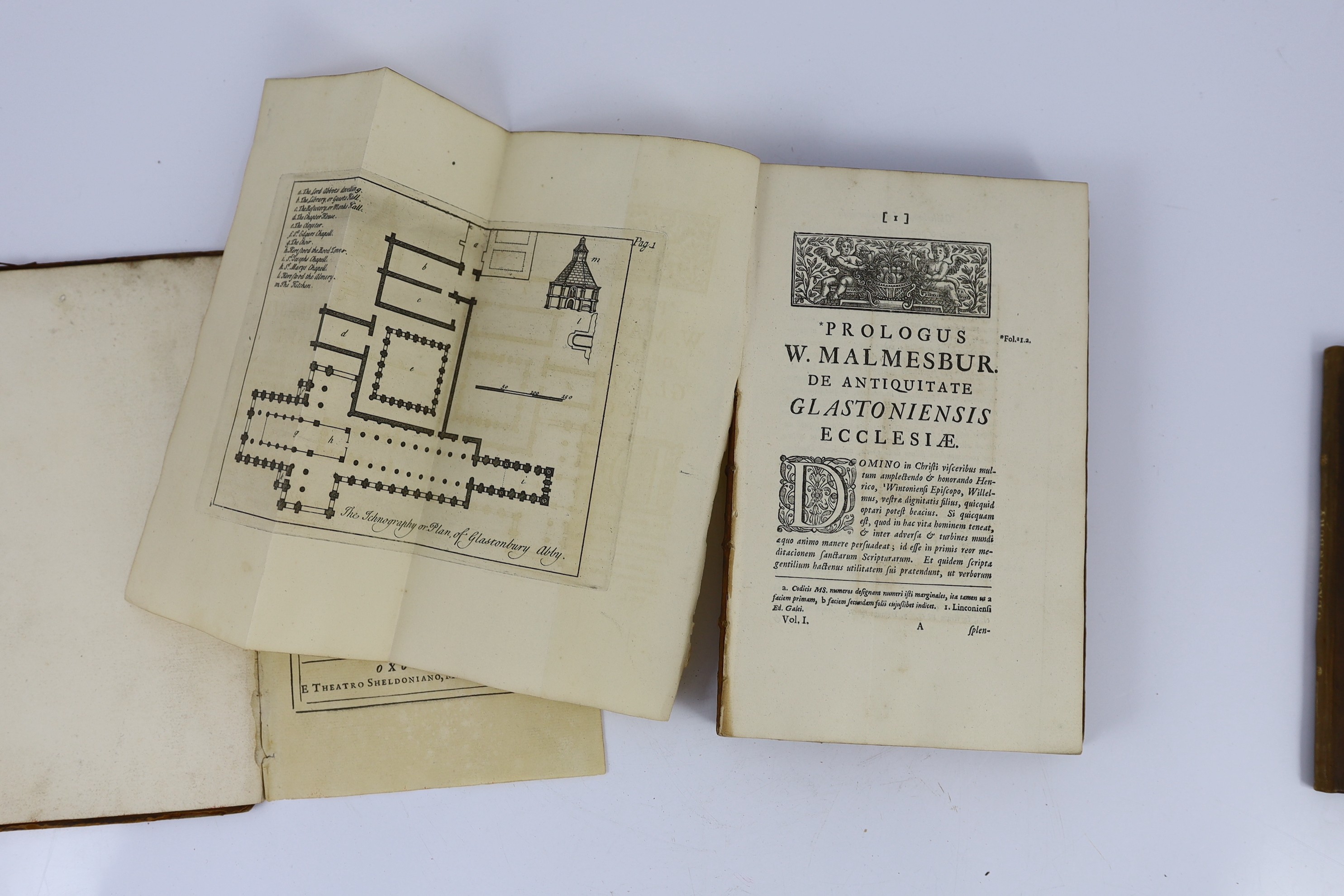 SOMERSET: The Avalonian Guide, to the Town of Glastonbury, and its Environs...4th edition. half title; rebound calf backed paper boards, sm. 8vo. Glastonbury, 1821; Adam de Domerham. Historia de Rebus Gestis Glastoniensi